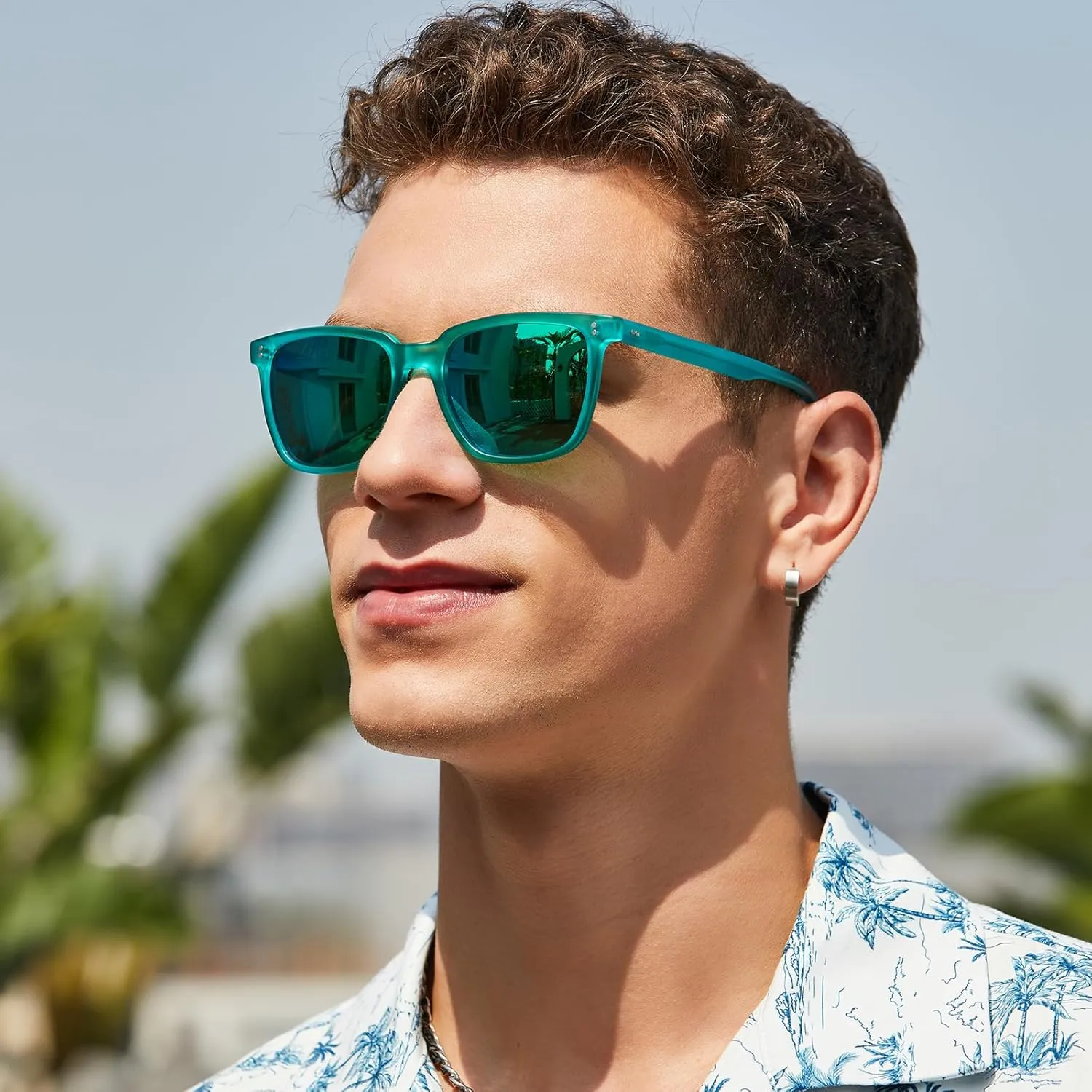 CARFIA Retro Acetate Polarized Sunglasses for Men UV400 Protection Driving Outdoor Anti-Glare Sun Glasses CA5354WS