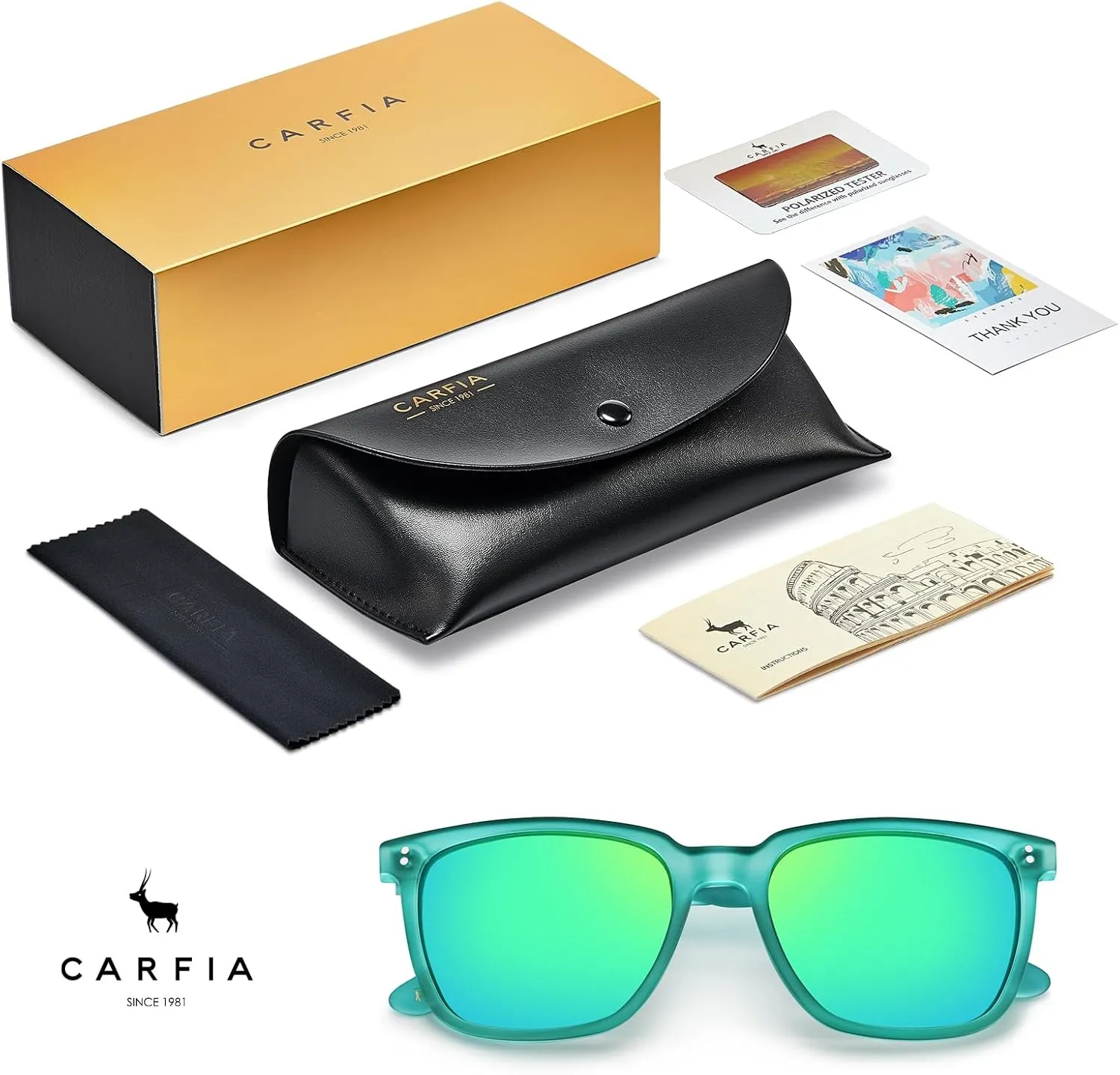 CARFIA Retro Acetate Polarized Sunglasses for Men UV400 Protection Driving Outdoor Anti-Glare Sun Glasses CA5354WS