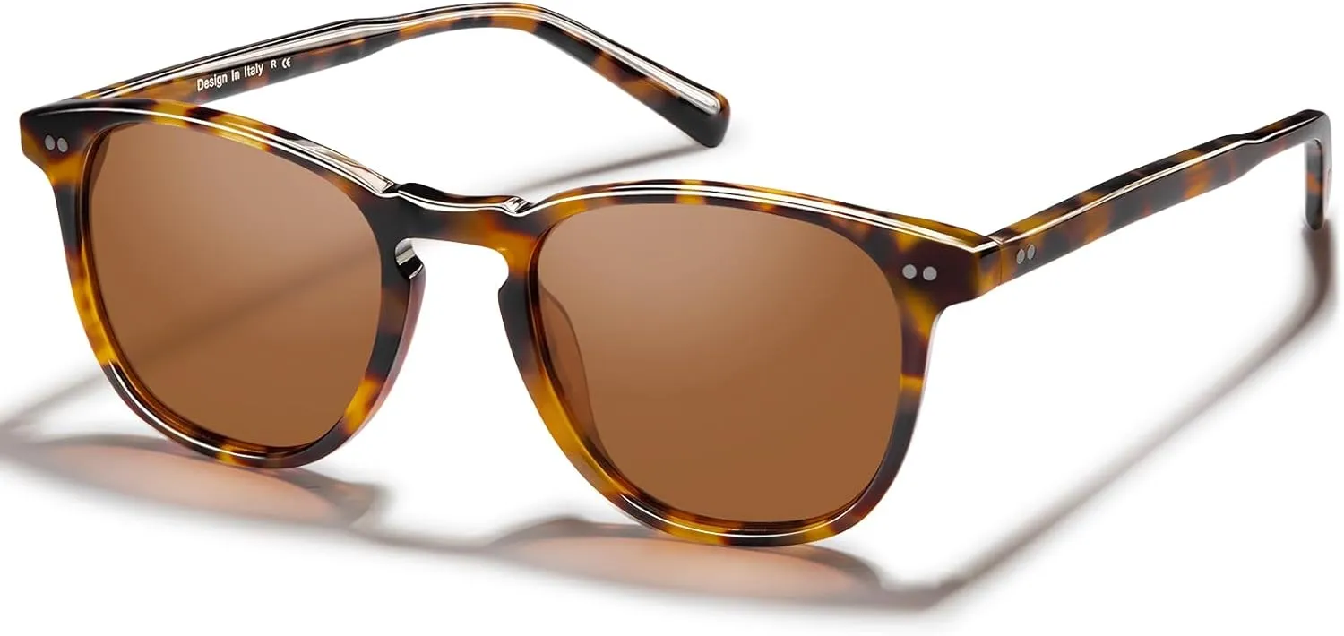 CARFIA Retro Cool Acetate Polarized Sunglasses for Men UV Protection, Outdoor Fashion Driving Eyewears Male Square Sunnies
