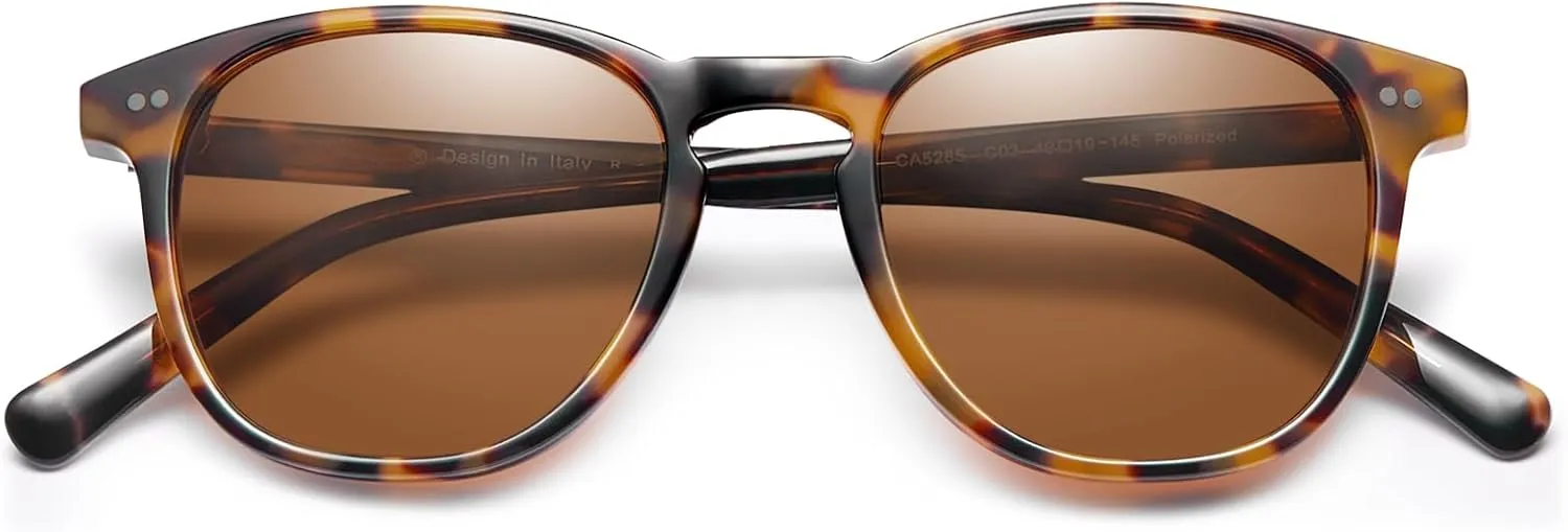 CARFIA Retro Cool Acetate Polarized Sunglasses for Men UV Protection, Outdoor Fashion Driving Eyewears Male Square Sunnies