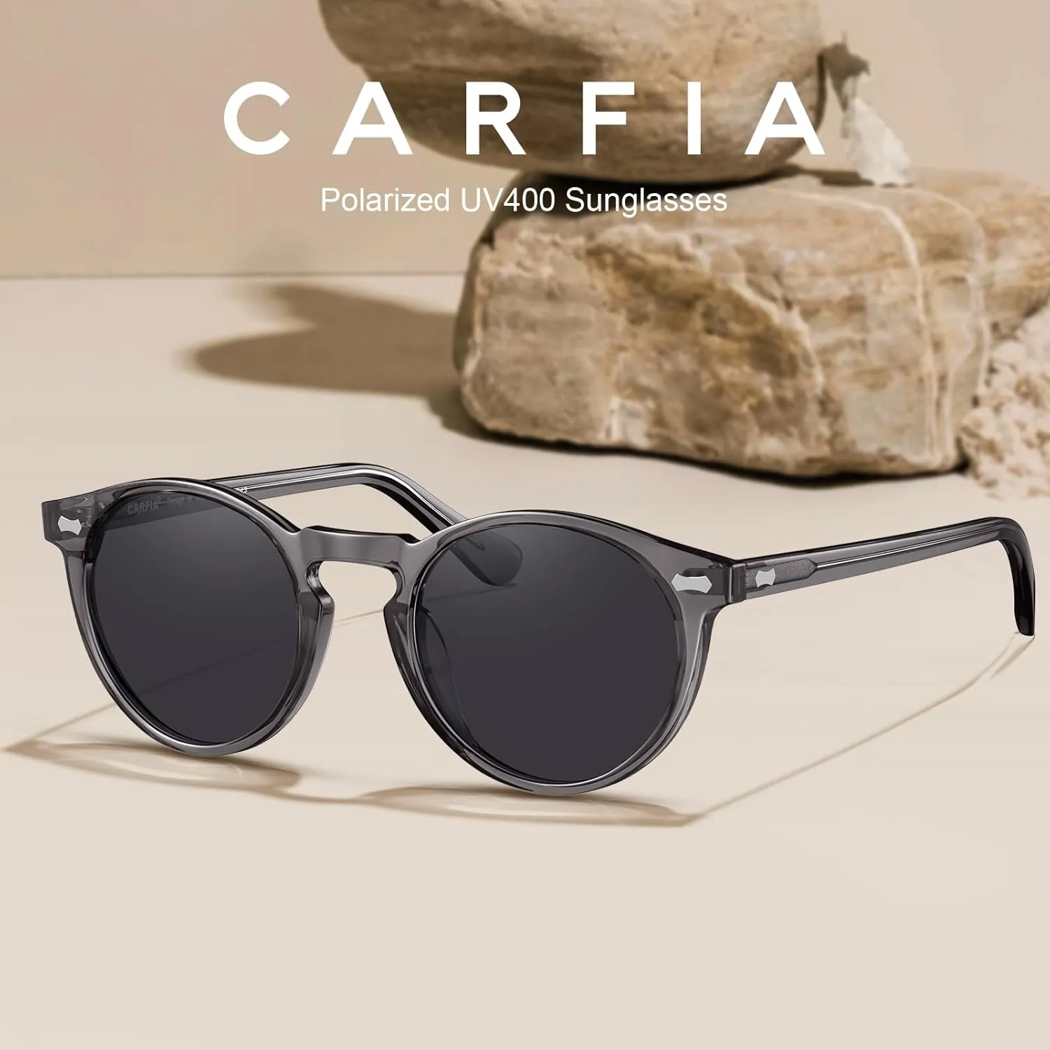 CARFIA Vintage Polarized Sunglasses for Men UV400 Protection Retro Fashion Eyewear Hand-crafted Acetate Frame CA5288L