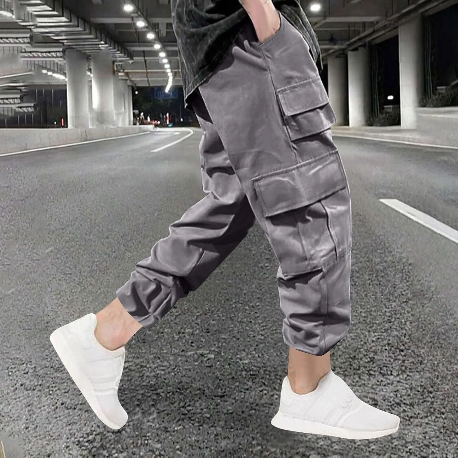 Cargo Pants for Men Casual Sports Pants with Pockets Joggers Athletic Workout Relaxed Fit Trousers Trendy 2024