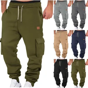 Cargo Pants for Men Elastic Waist Drawstring Sports Pants Multiple Pockets Joggers Athletic Workout Relaxed Fit