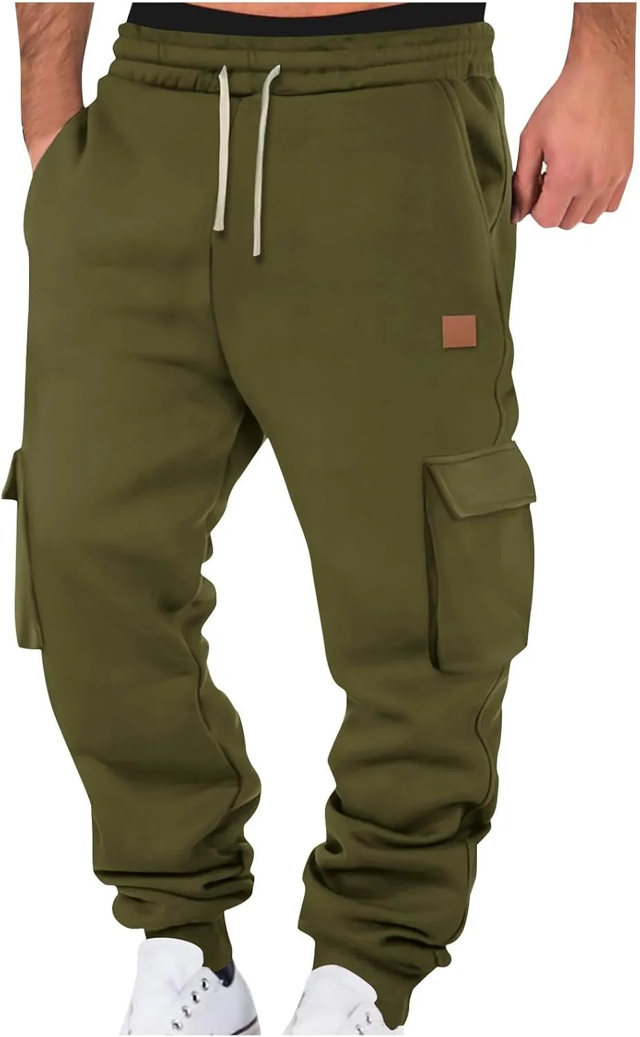 Cargo Pants for Men Elastic Waist Drawstring Sports Pants Multiple Pockets Joggers Athletic Workout Relaxed Fit