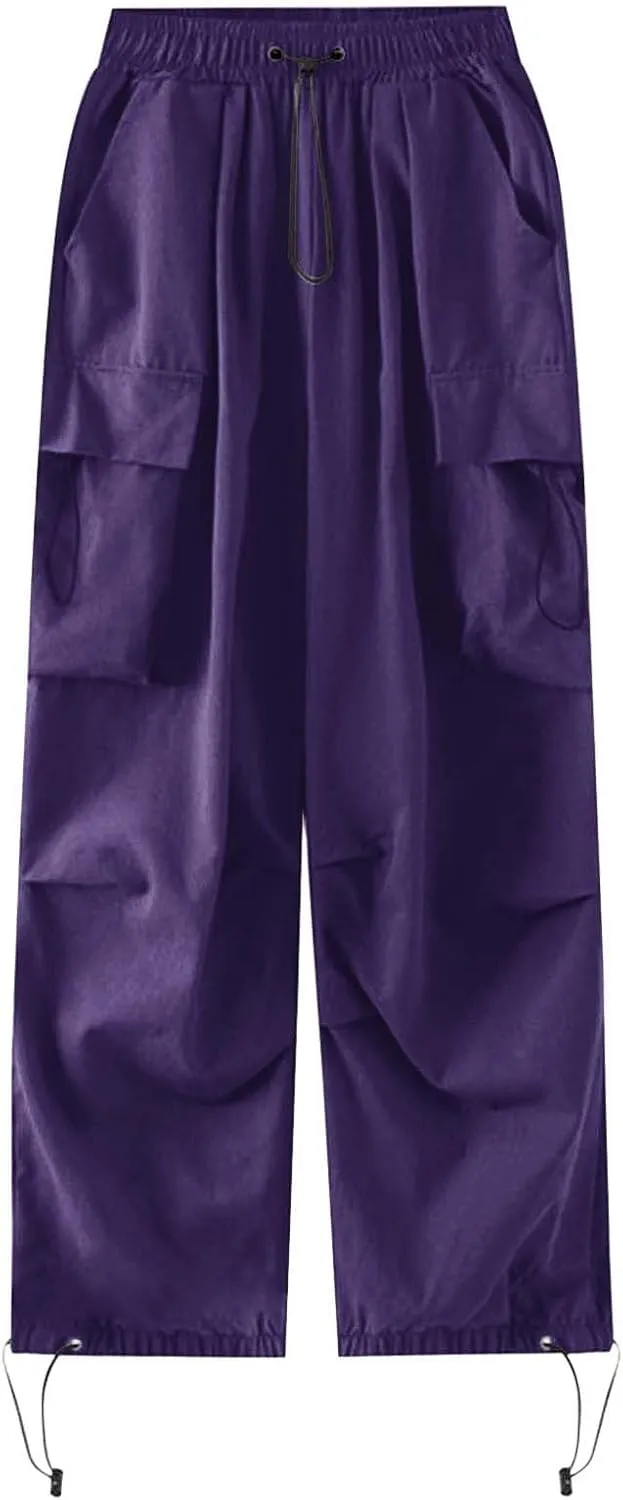 Cargo Pants Women Y2K Baggy Summer Casual Slacks Drawstring Pants High Rise Sweatpants Wide Leg Trousers with Pockets