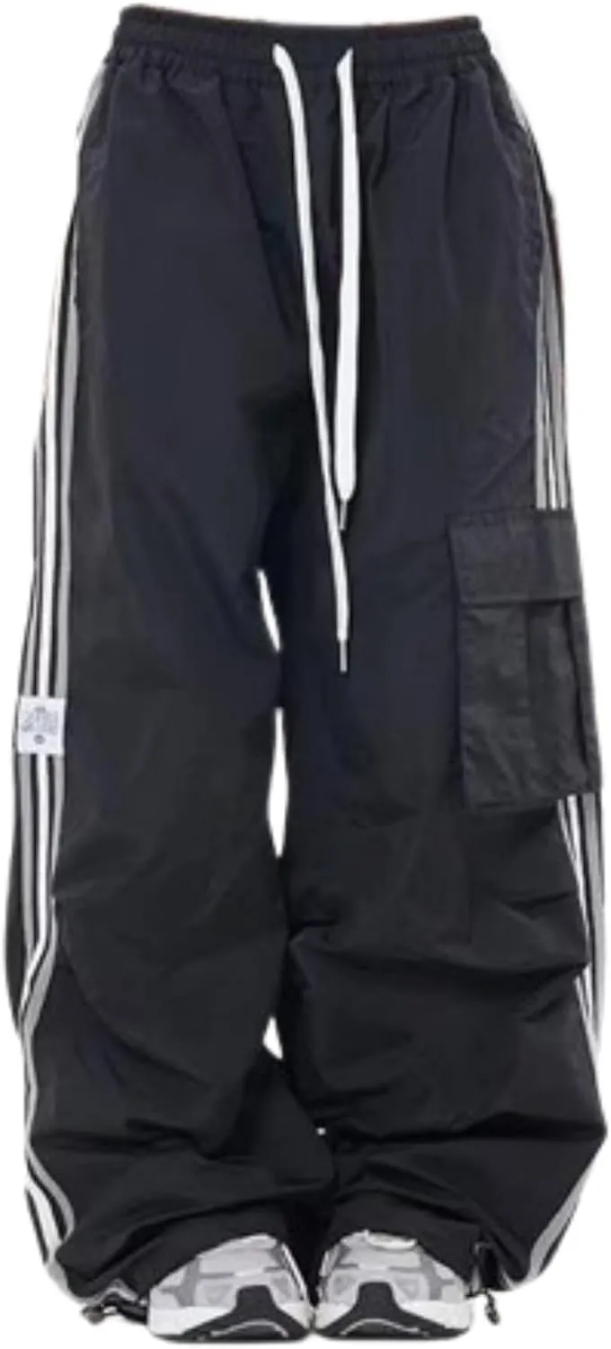 Cargo Parachute Pants Baggy Sweatpants for Women Drawstring Hip Hop Wide Leg Trousers Casual Joggers Y2k Streetwear