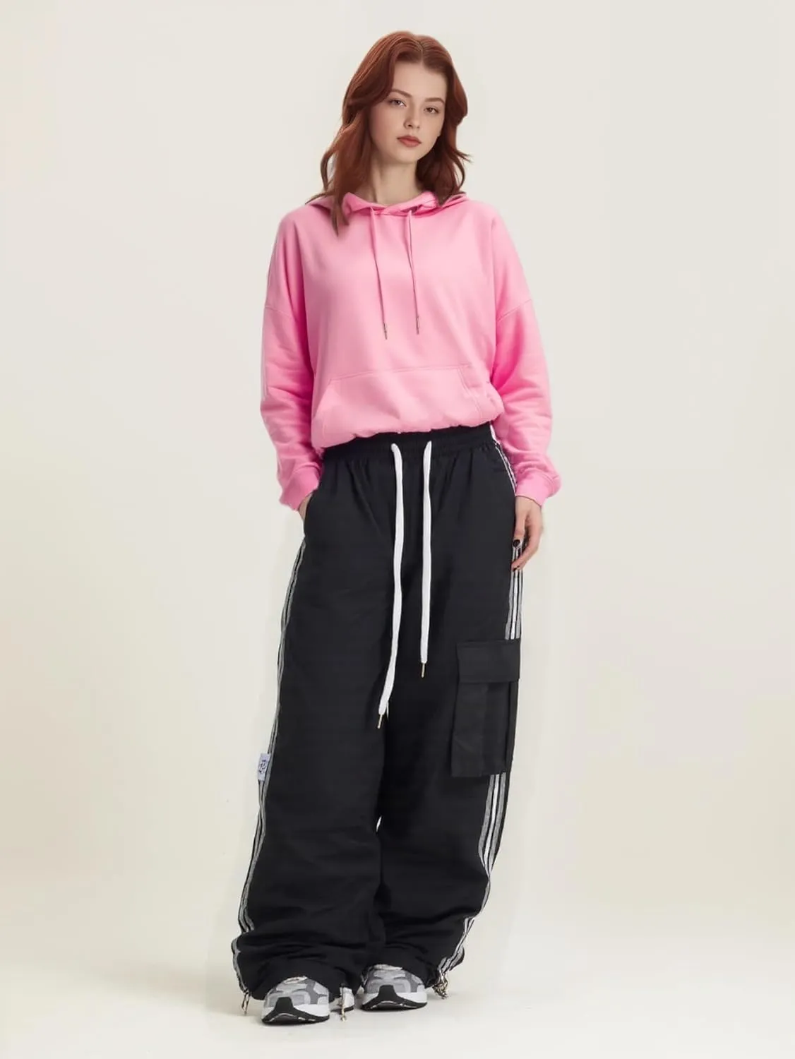 Cargo Parachute Pants Baggy Sweatpants for Women Drawstring Hip Hop Wide Leg Trousers Casual Joggers Y2k Streetwear