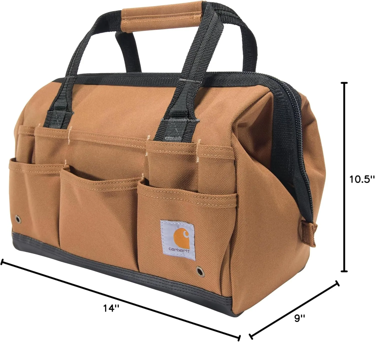 Carhartt Onsite Tool Bag, Durable Water-Resistant, Tool Storage Bag, Heavyweight, 14-Inch 26 Pocket, Carhartt Brown