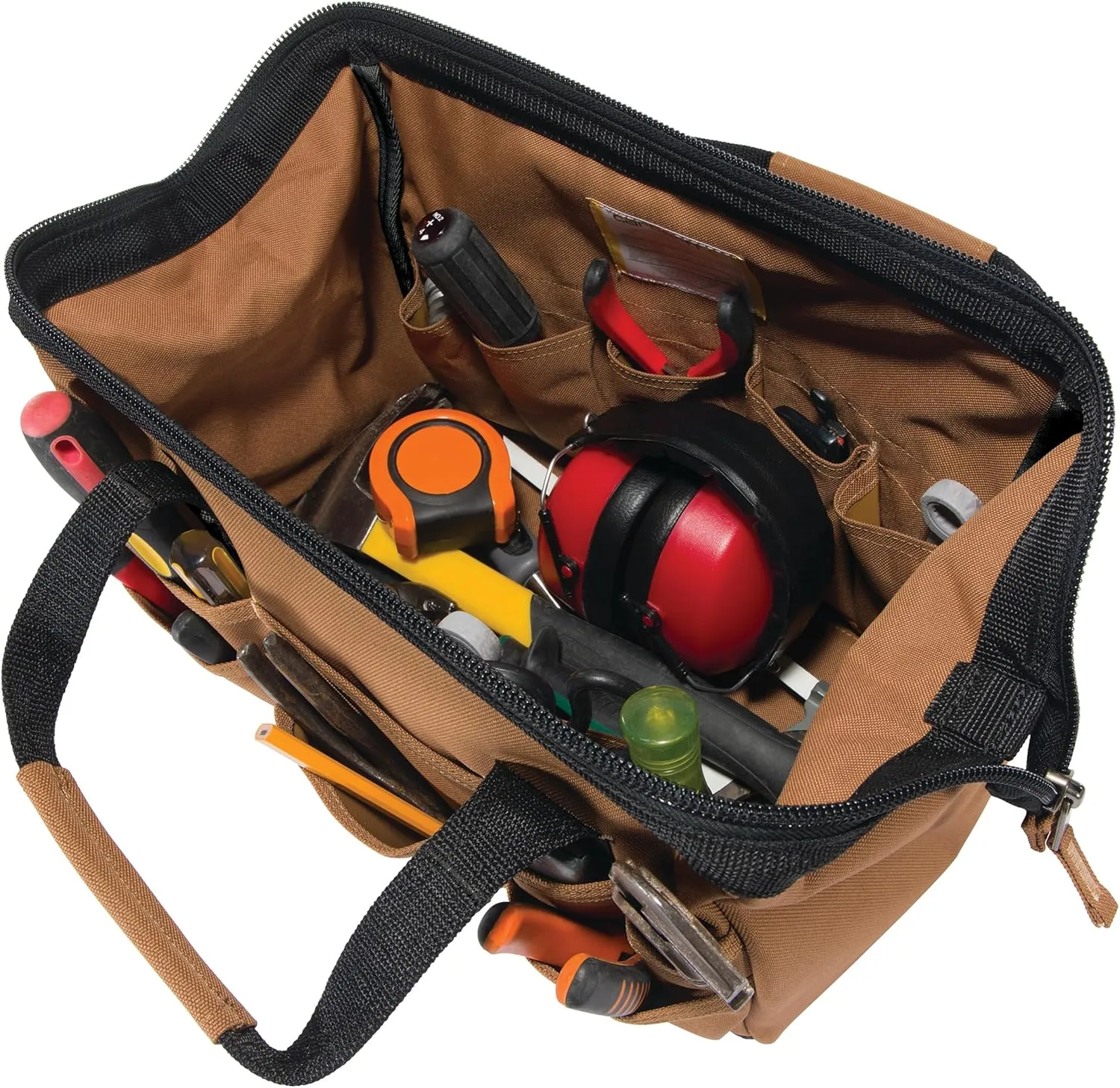 Carhartt Onsite Tool Bag, Durable Water-Resistant, Tool Storage Bag, Heavyweight, 14-Inch 26 Pocket, Carhartt Brown