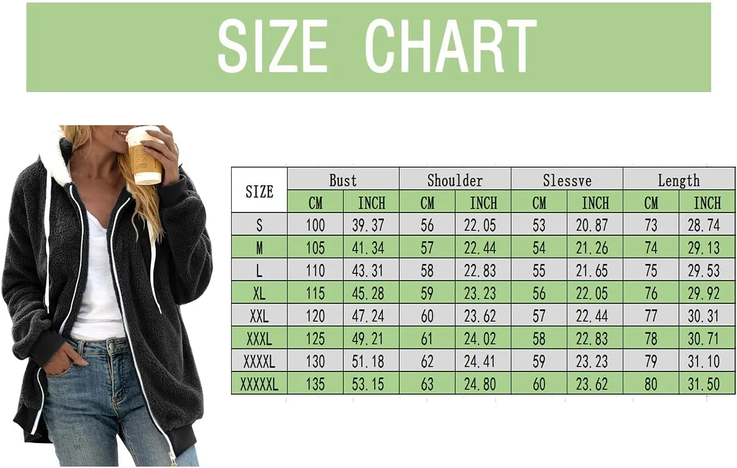 Casual Full Zip Sherpa Hoodies for Women Fleece Warm Soft Oversized Sweatshirts Drawstring Long Sleeve Winter Jackets