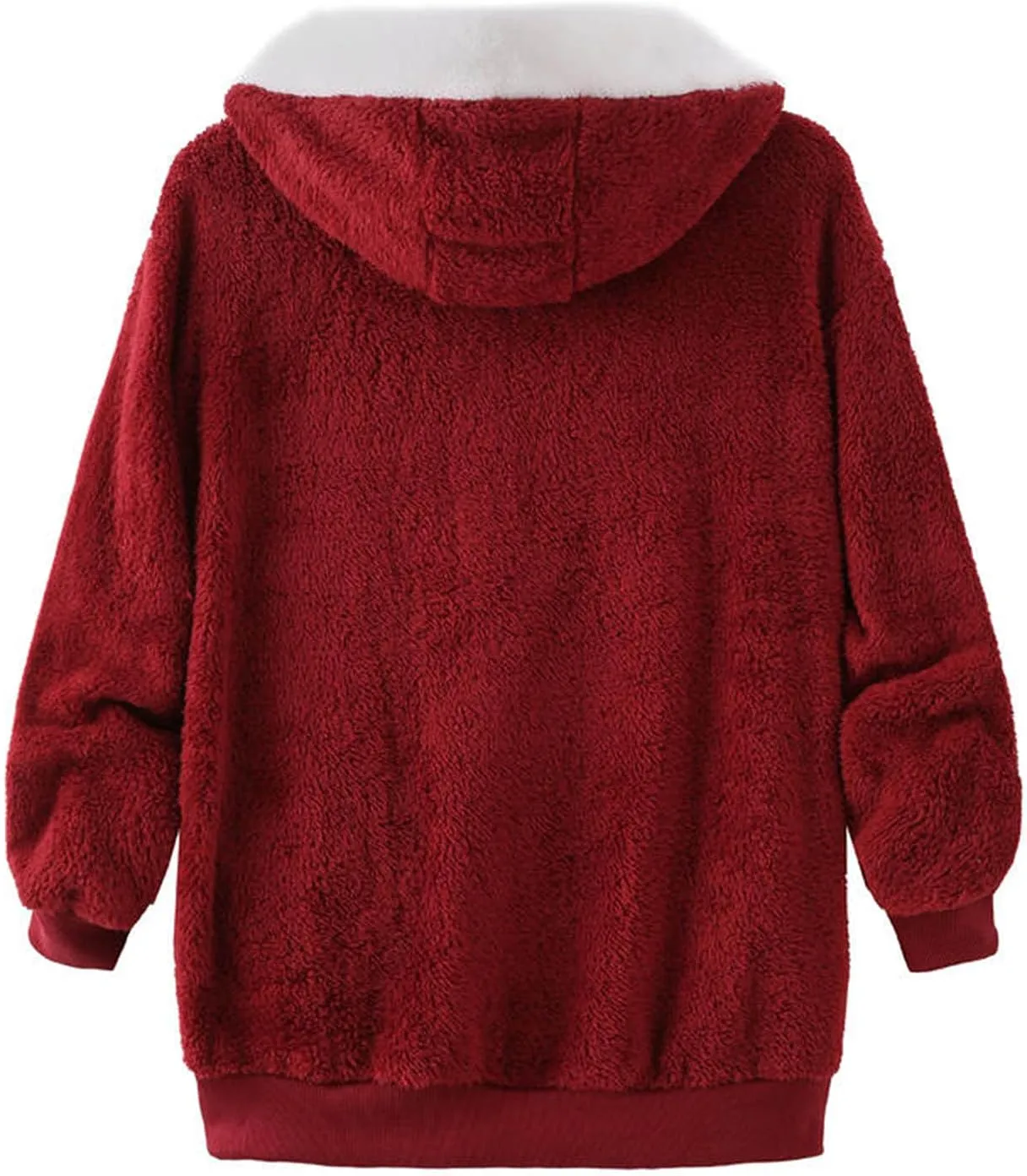 Casual Full Zip Sherpa Hoodies for Women Fleece Warm Soft Oversized Sweatshirts Drawstring Long Sleeve Winter Jackets