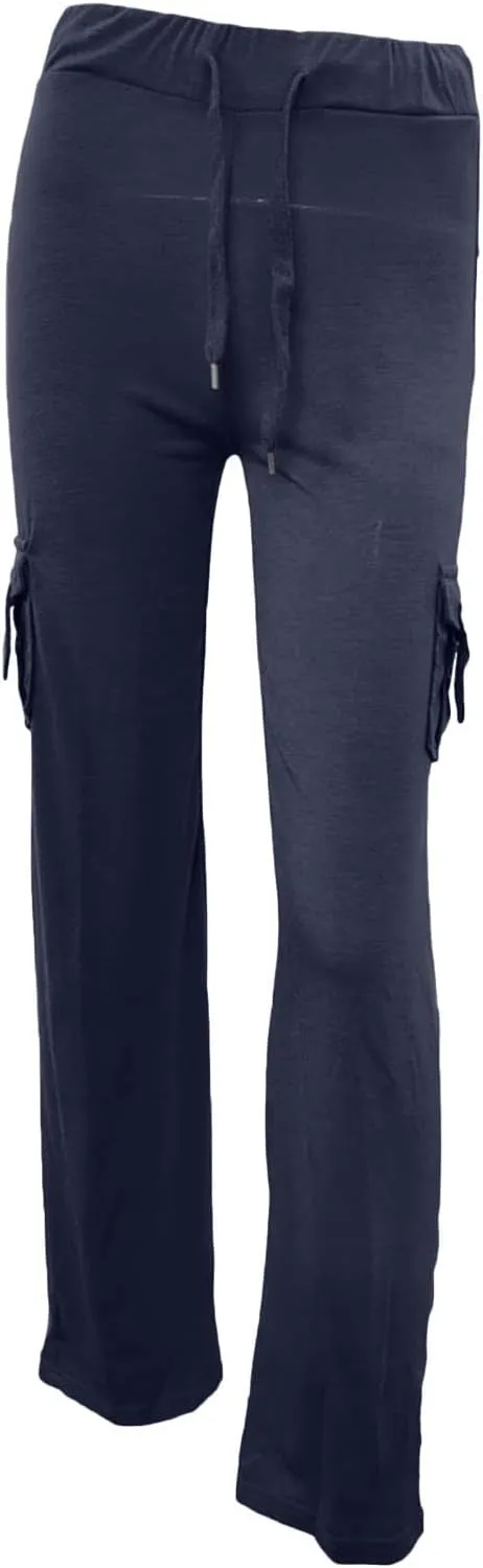 Ceboyel Womens Wide Leg Cargo Pants High Waist Pockets Jogger Pants Drawstring Relaxed Fit Cargo Pants Ladies Lounge Pants
