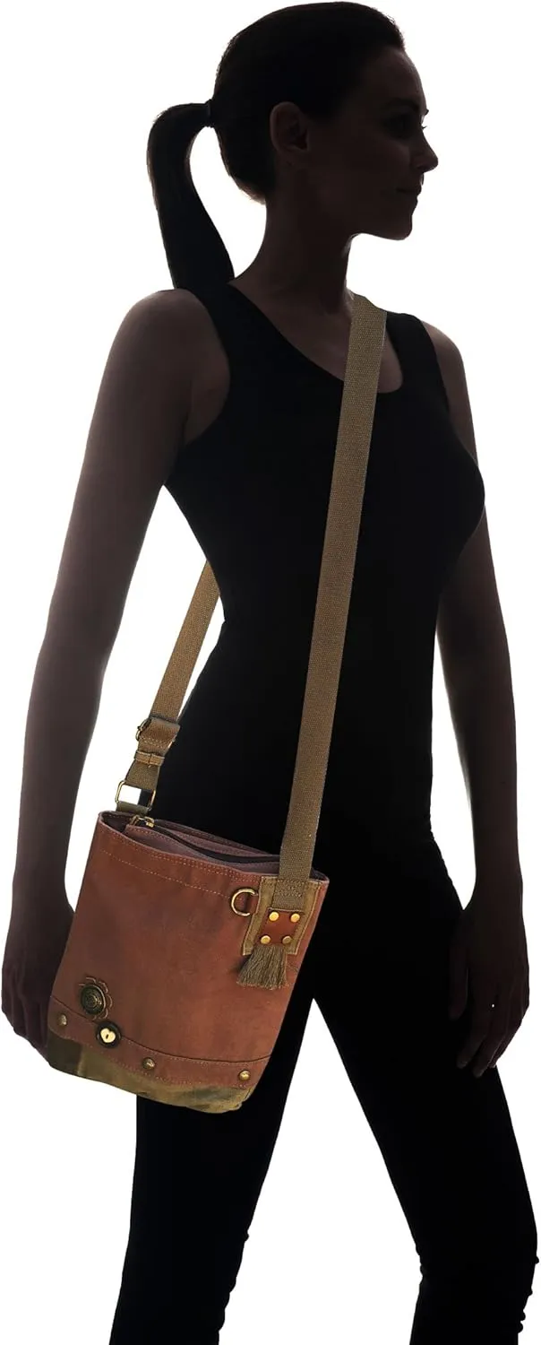 Chala Handbags Patchwork Crossbody Canvas Messenger Bags with Faux Leather Animal Coin Purse