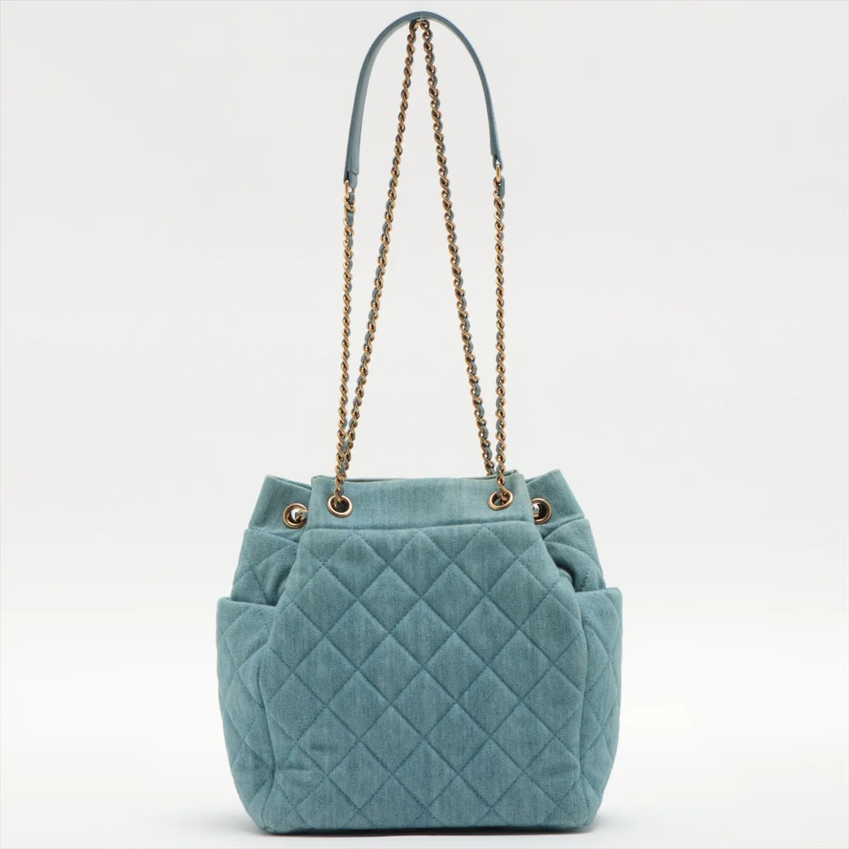 Chanel Matelasse Light Blue Denim Drawstring Bag
