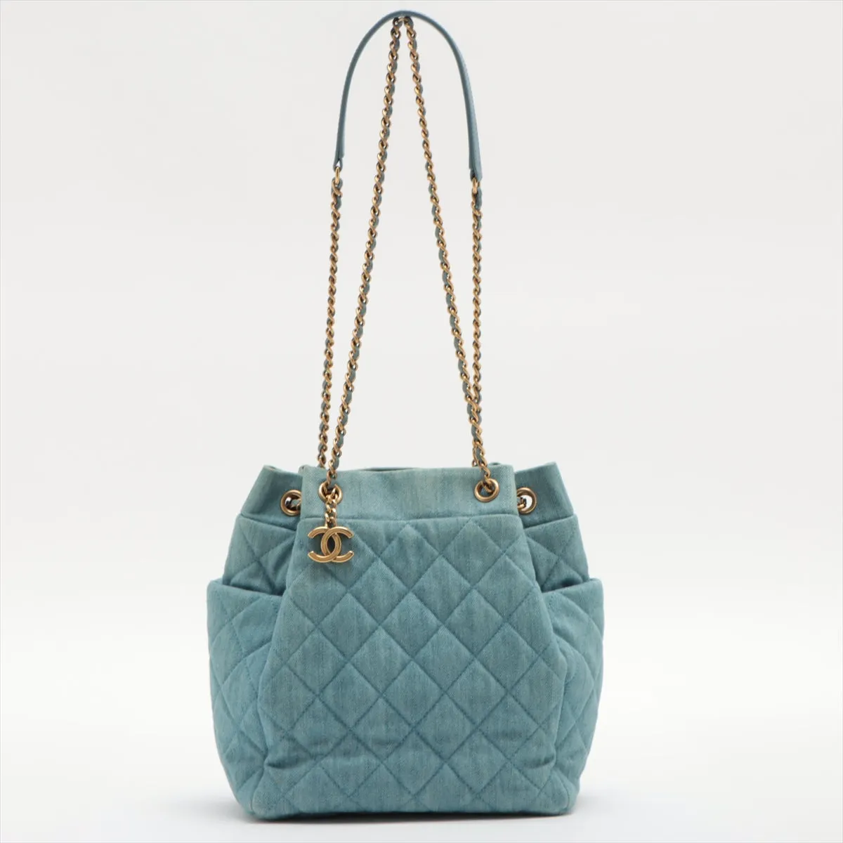 Chanel Matelasse Light Blue Denim Drawstring Bag