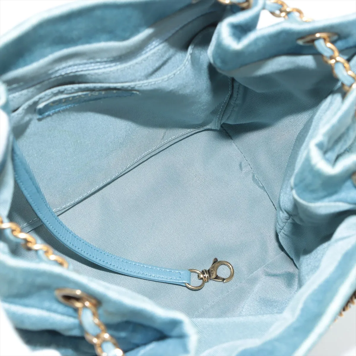Chanel Matelasse Light Blue Denim Drawstring Bag