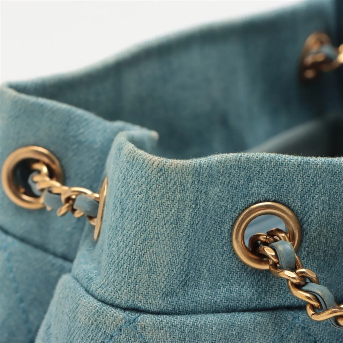 Chanel Matelasse Light Blue Denim Drawstring Bag