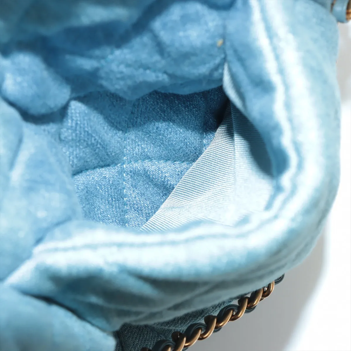 Chanel Matelasse Light Blue Denim Drawstring Bag