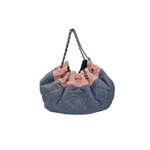 Chanel Vintage Denim Coco Cabas Drawstring Tote