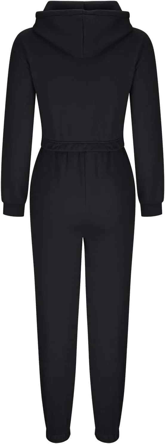 Charella Two Piece Sweatsuit Outfits for Women's Solid Pullover Hoodies Drawstring Cinch Bottom Trousers Sets With Pocket