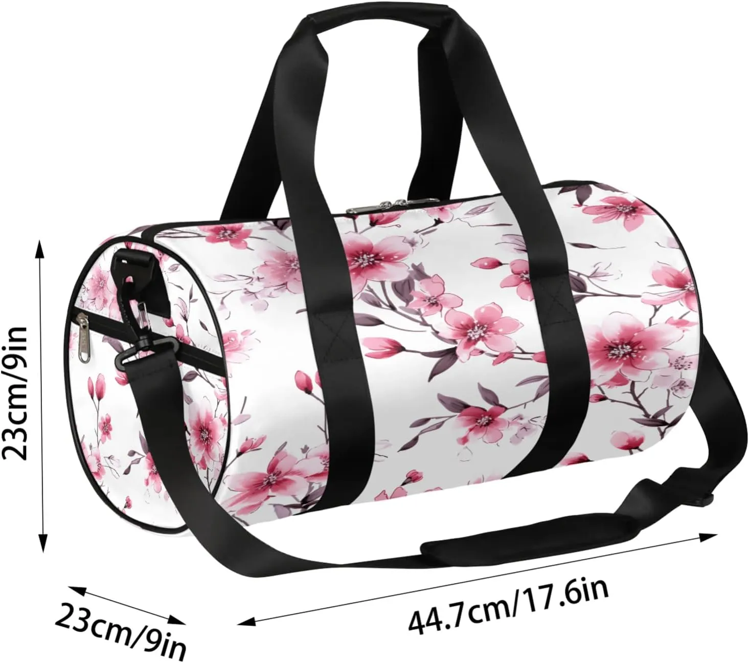 Cherry Blossom Flowers Pattern Sports Gym Bag for Men Women Lightweight Travel Duffle Bag with Shoulder Strap Waterproof Carry On Weekender Overnight Bag for Travel Sports Gym