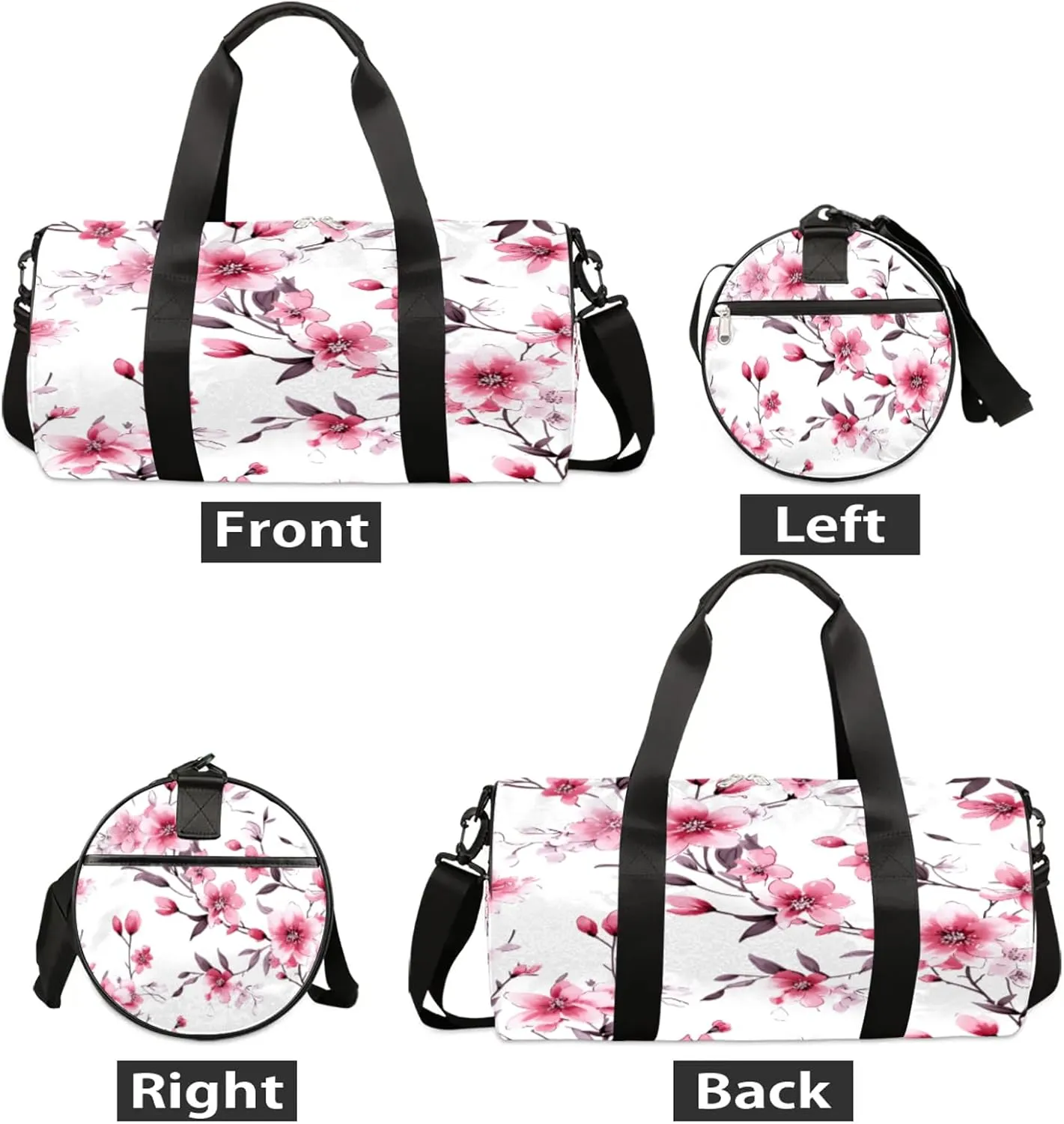 Cherry Blossom Flowers Pattern Sports Gym Bag for Men Women Lightweight Travel Duffle Bag with Shoulder Strap Waterproof Carry On Weekender Overnight Bag for Travel Sports Gym