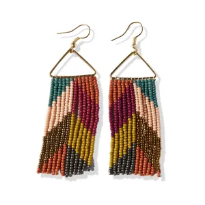 Chevron Beaded Fringe Earrings