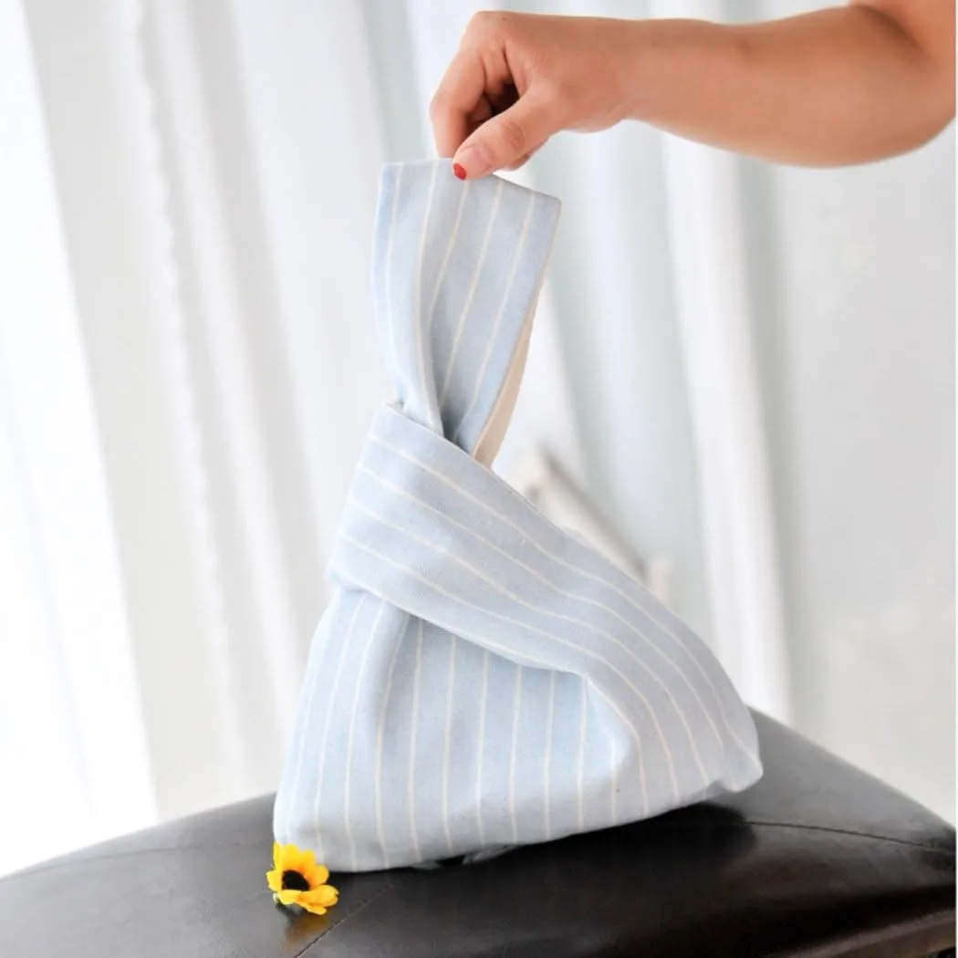 Chezi Women's Stripes Pattern Knot Bag Small Size
