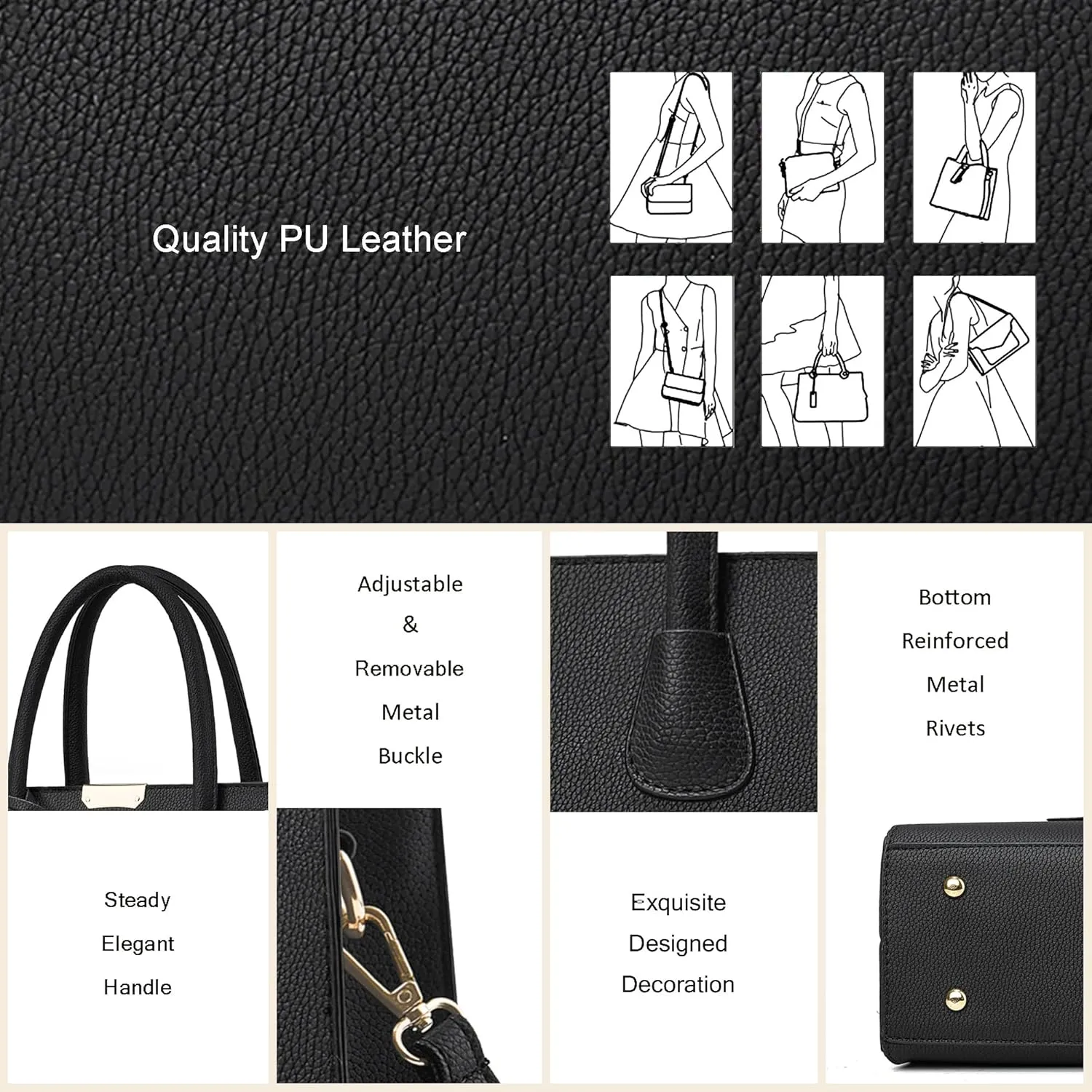 CHICAROUSAL Crossbody Purses and Handbags for Women PU Leather Tote Shoulder Bags Top Handle Satchel
