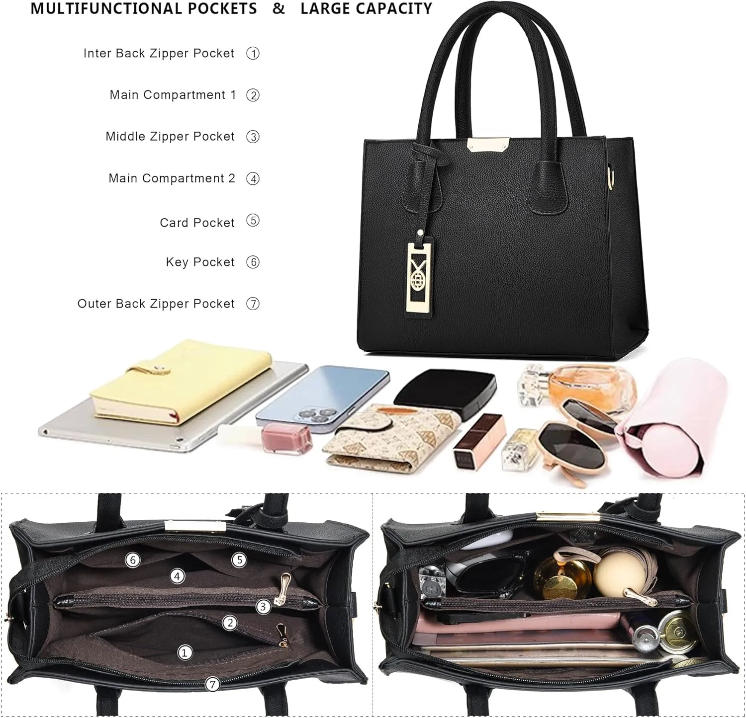 CHICAROUSAL Crossbody Purses and Handbags for Women PU Leather Tote Shoulder Bags Top Handle Satchel