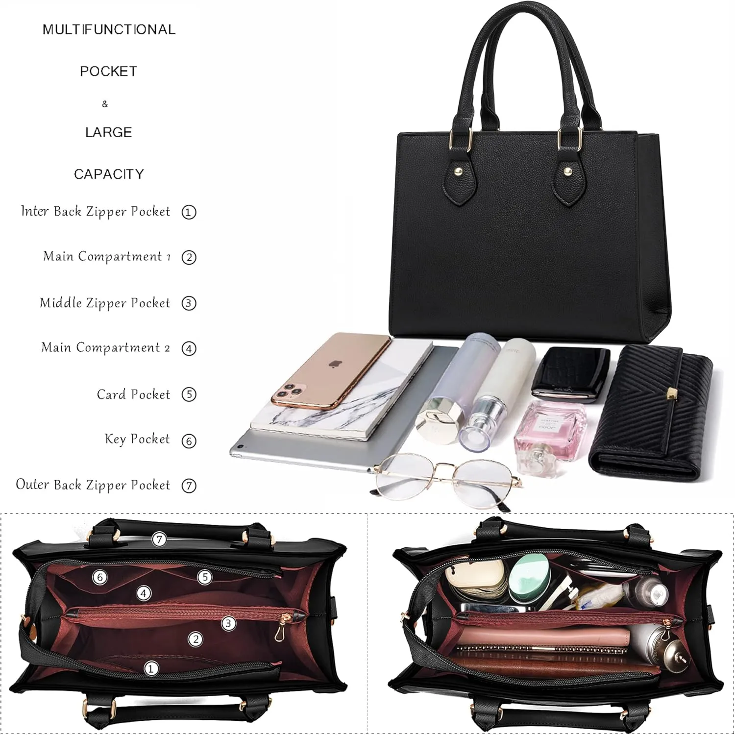 CHICAROUSAL Crossbody Purses and Handbags for Women PU Leather Tote Top Handle Satchel Shoulder Bags