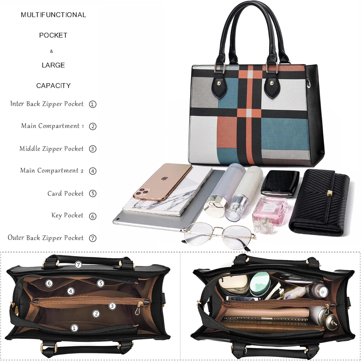 CHICAROUSAL Crossbody Purses and Handbags for Women PU Leather Tote Top Handle Satchel Shoulder Bags