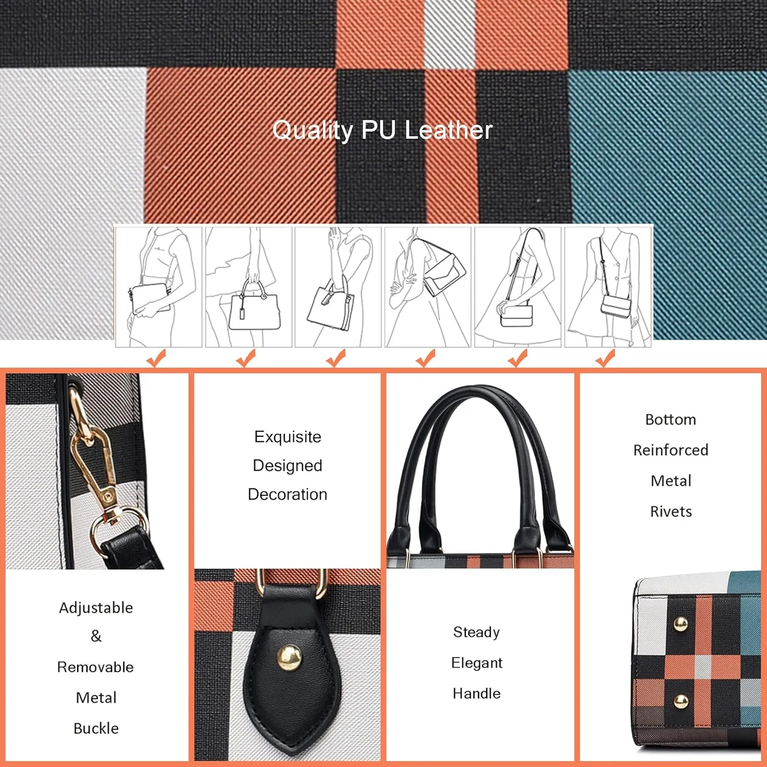 CHICAROUSAL Crossbody Purses and Handbags for Women PU Leather Tote Top Handle Satchel Shoulder Bags