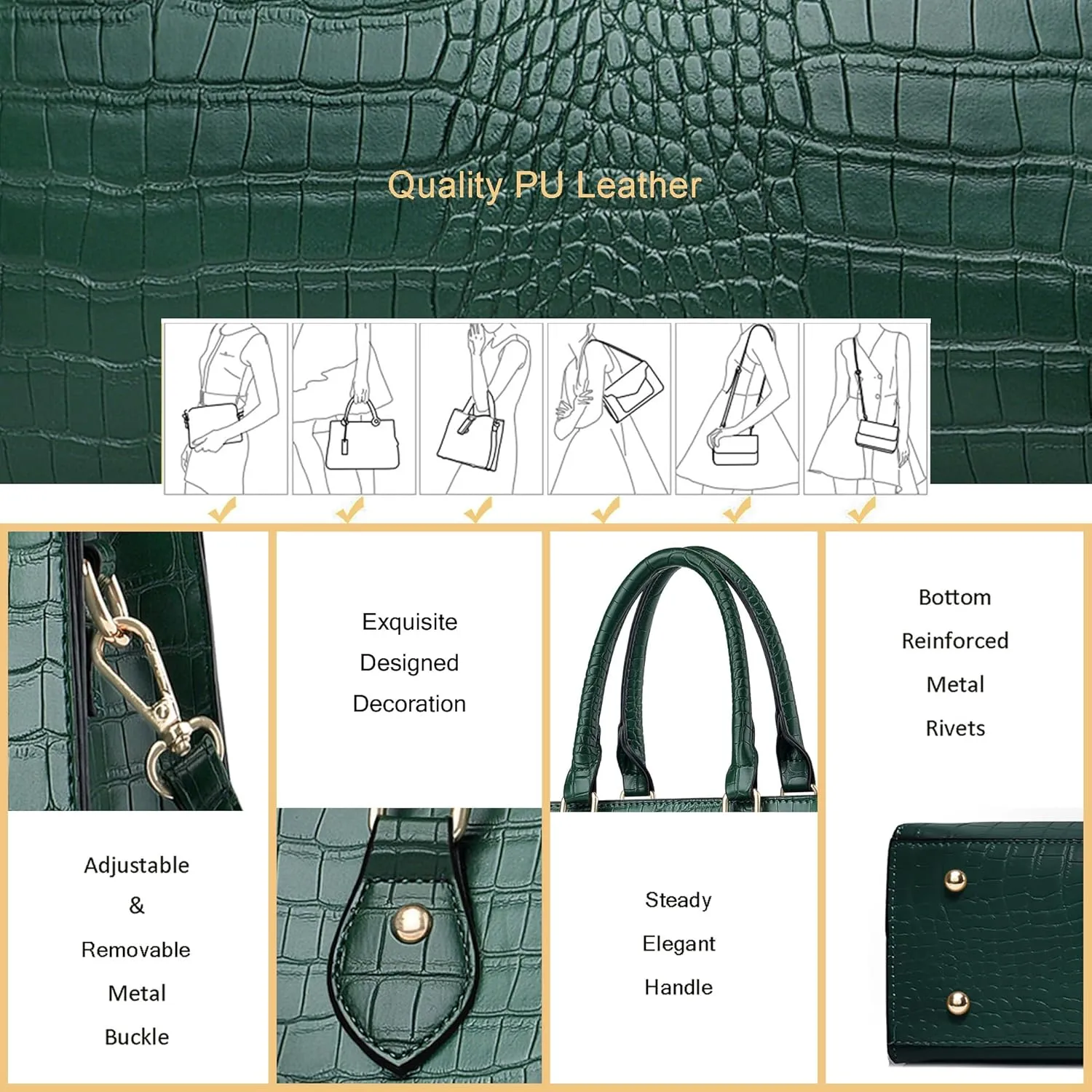 CHICAROUSAL Crossbody Purses and Handbags for Women PU Leather Tote Top Handle Satchel Shoulder Bags