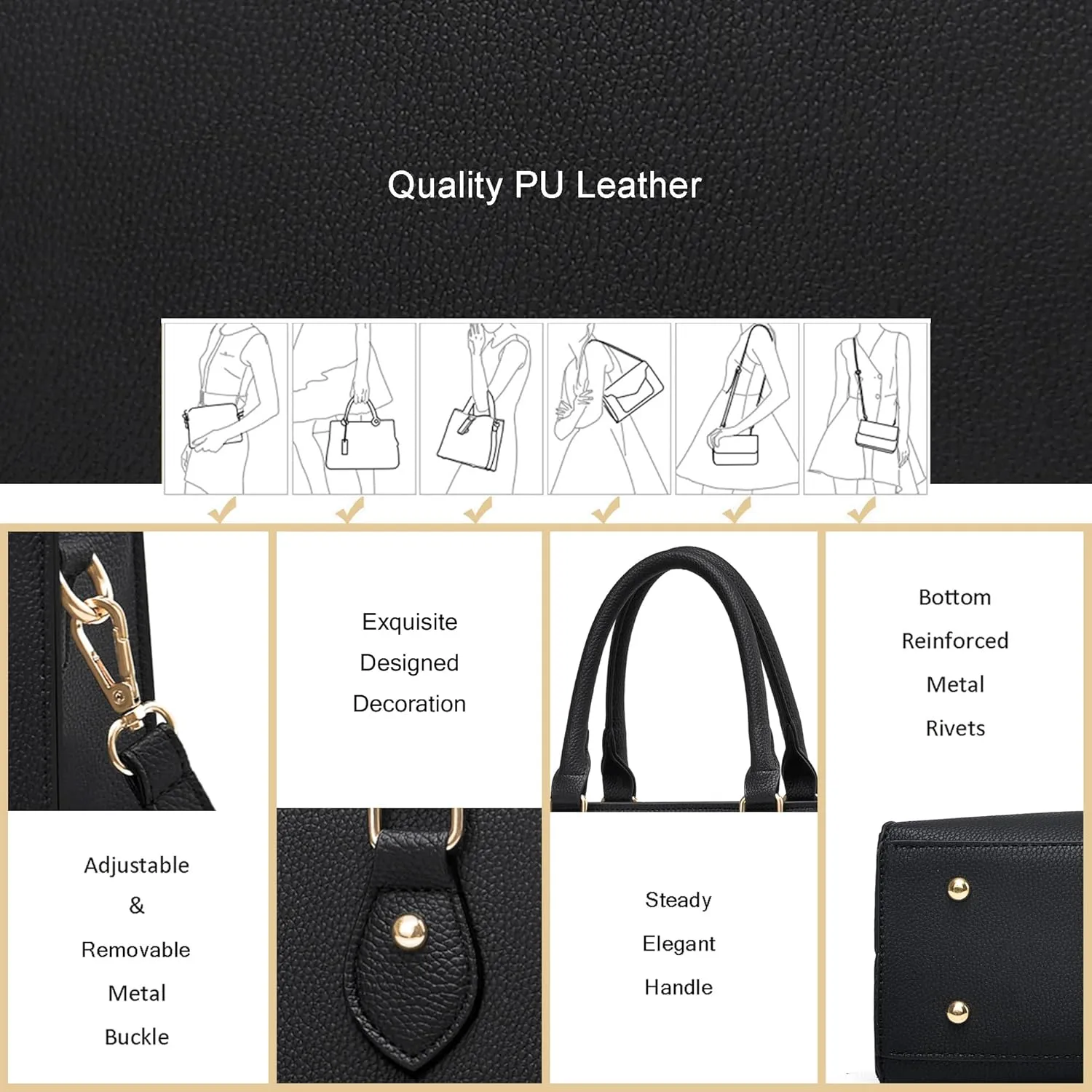 CHICAROUSAL Crossbody Purses and Handbags for Women PU Leather Tote Top Handle Satchel Shoulder Bags