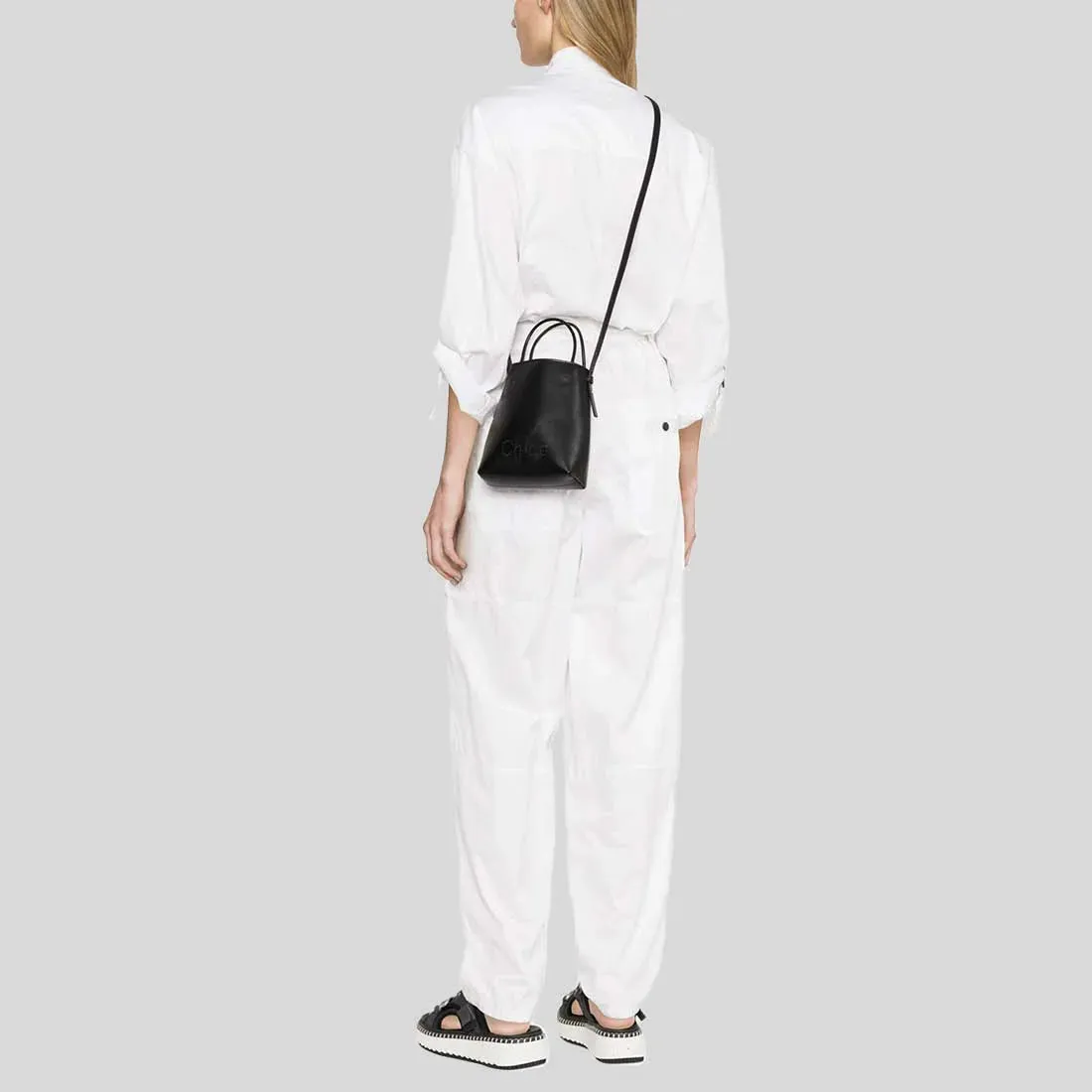 CHLOE Micro Chloe Sense Tote Bag In Soft Leather Black RS-CHC23UP873I10001