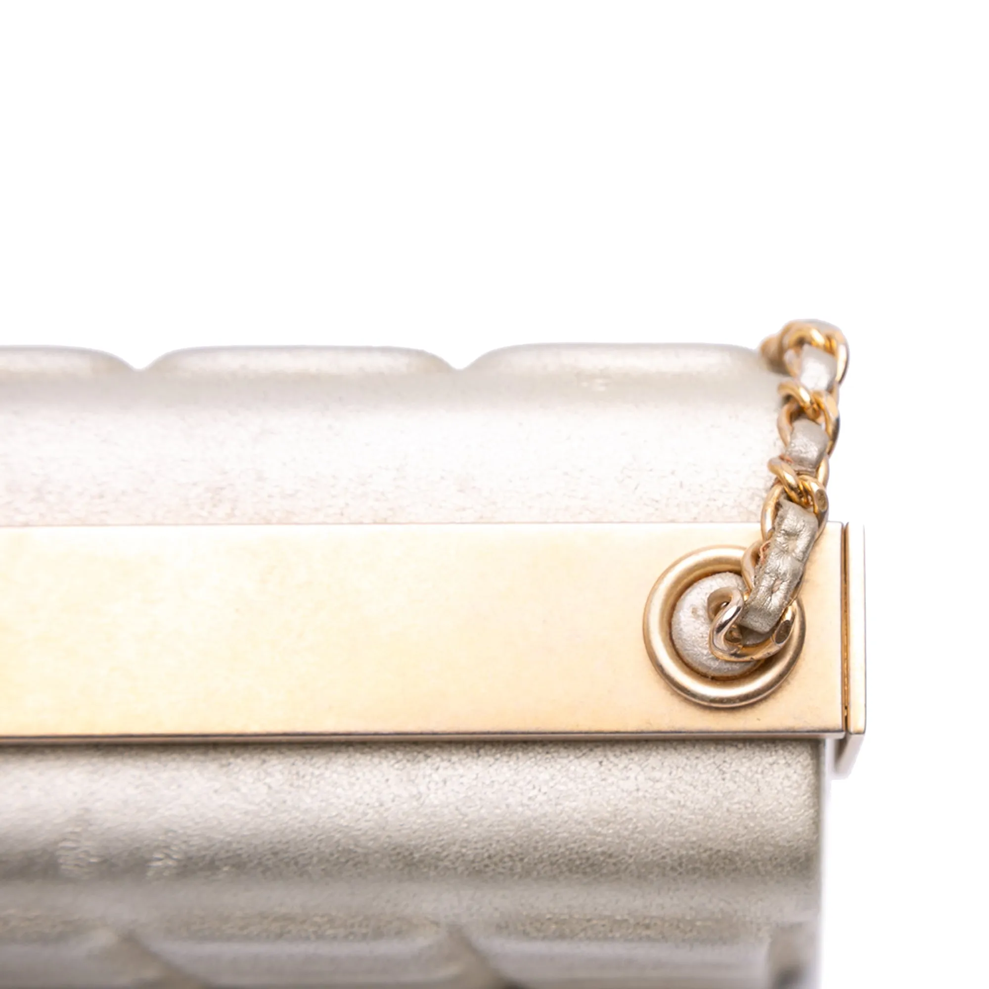 Chocolate Bar Metallic Lambskin Frame Clutch with Chain