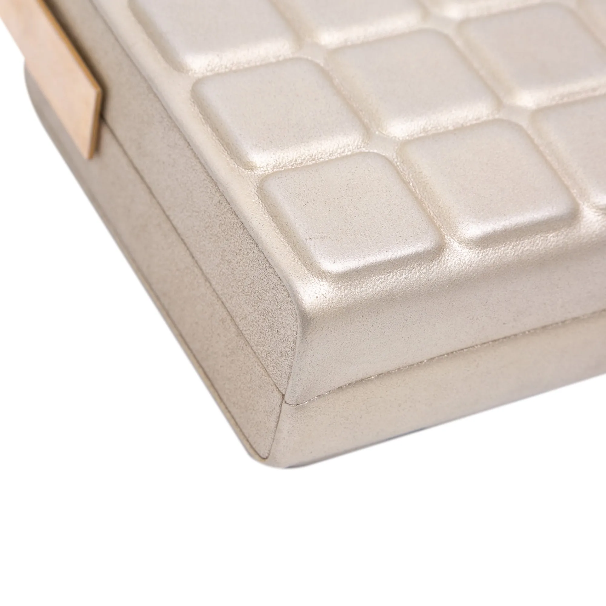 Chocolate Bar Metallic Lambskin Frame Clutch with Chain