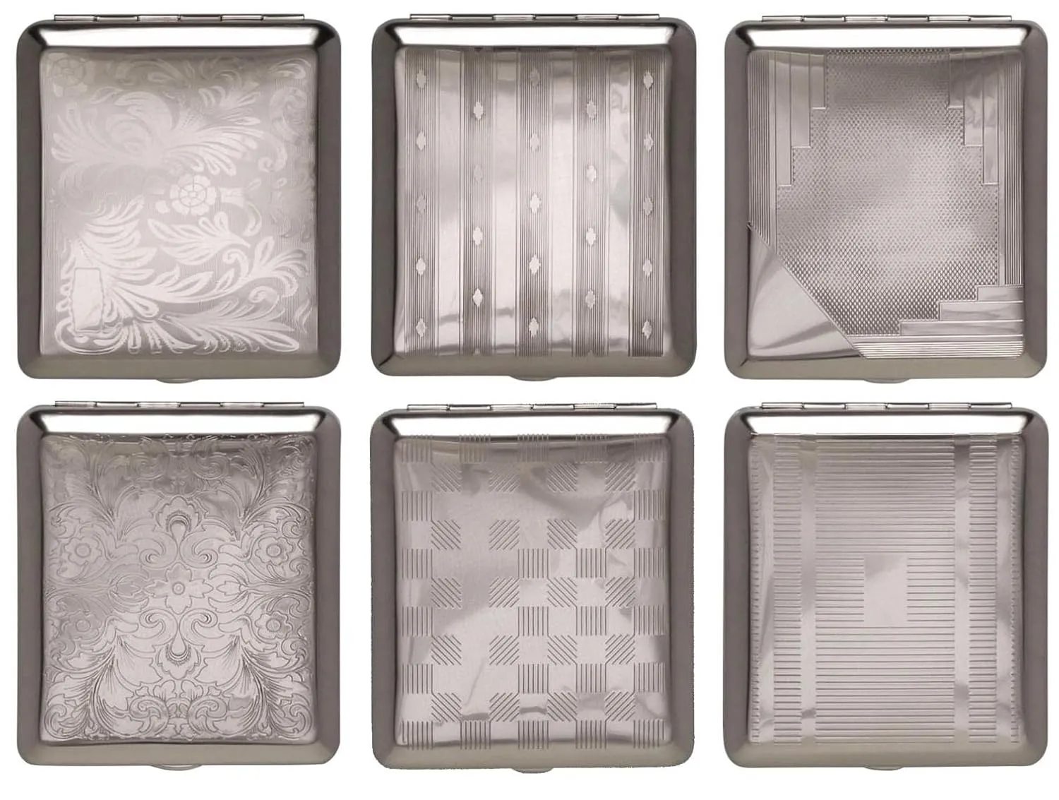 Cigarette Case 16 King Size / Chrome / Double Sided / Elastic Band / 6 Models (Model 1)
