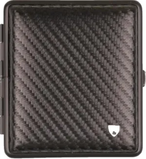 Cigarette Case Leather Carbon Look / Frame Black / 2-Sided / 18 King Size