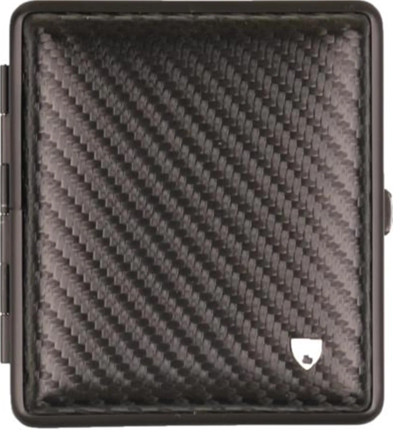 Cigarette Case Leather Carbon Look / Frame Black / 2-Sided / 18 King Size