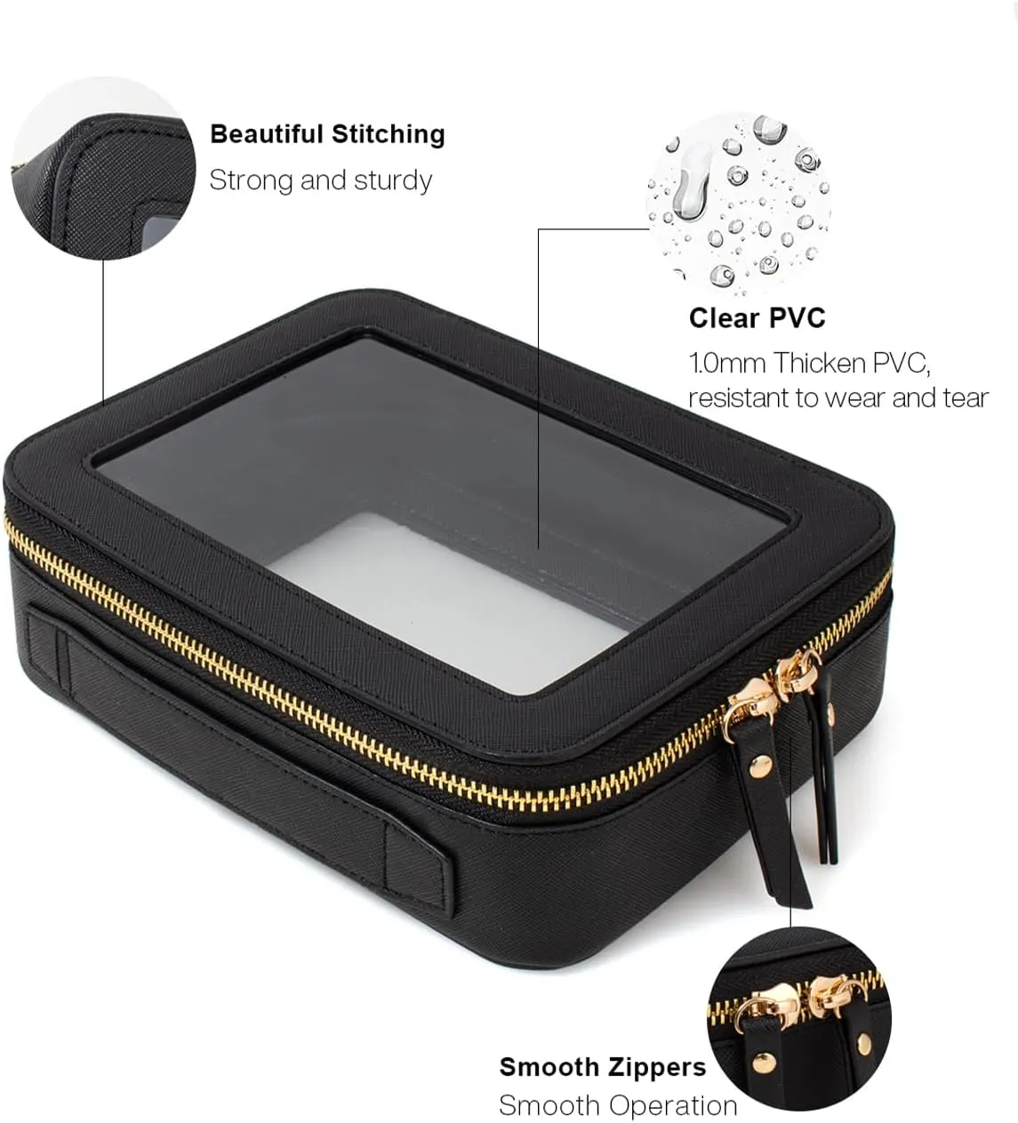 Clear Makeup Bag Set - TSA Approved Large Waterproof Travel Makeup Bags with Zipper - Cosmetic Bag Organizer for Purse & Car