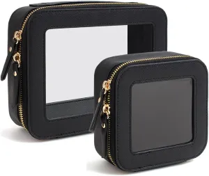 Clear Makeup Bag Set - TSA Approved Large Waterproof Travel Makeup Bags with Zipper - Cosmetic Bag Organizer for Purse & Car