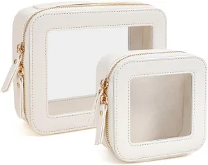 Clear Makeup Bag Set, TSA Approved Toiletry Bag Travel Makeup Bag Clear Cosmetic Travel Bag Small Makeup Bag Organizer Waterproof Portable Car Essentials for Women