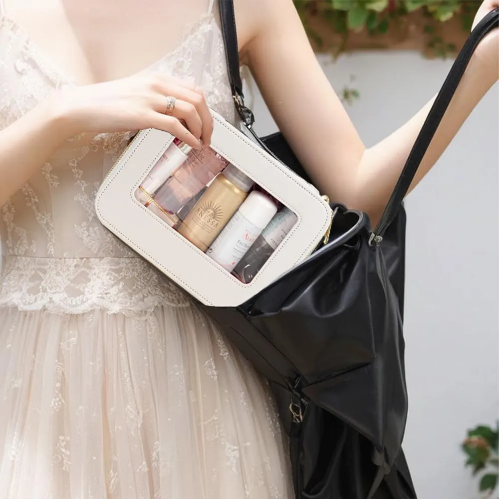 Clear Makeup Bag Set, TSA Approved Toiletry Bag Travel Makeup Bag Clear Cosmetic Travel Bag Small Makeup Bag Organizer Waterproof Portable Car Essentials for Women