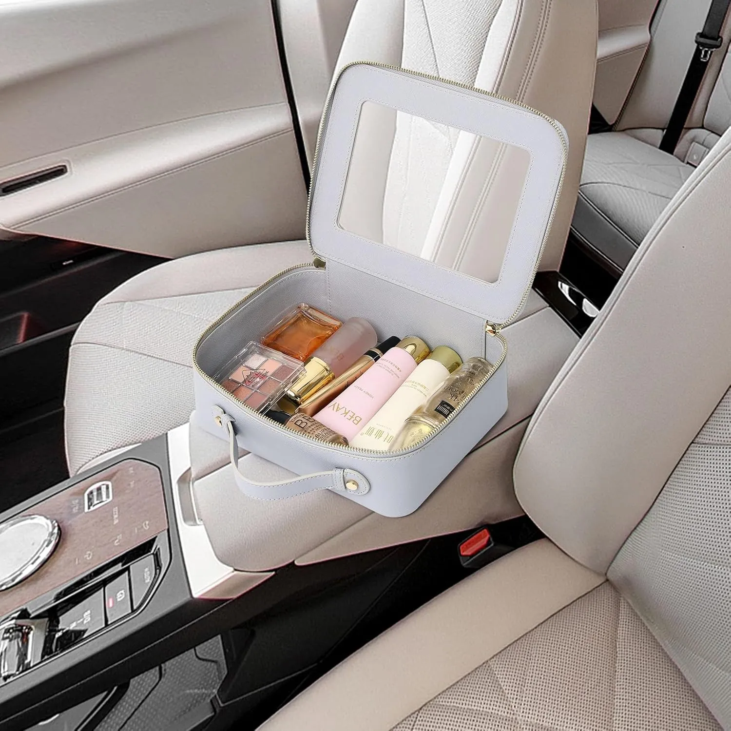 Clear Makeup Bag Waterproof Travel Case for Cosmetics and Toiletries Women's Makeup Organizer and Car Bag with Zipper (Gray, L-1)