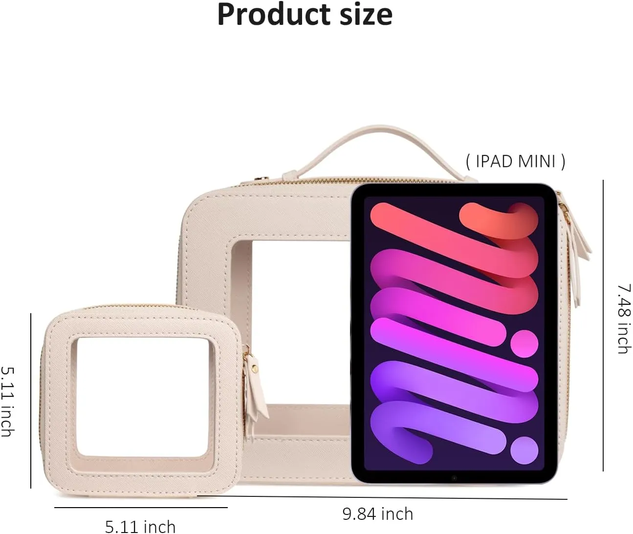 Clear Makeup Bags TSA Approved Toiletry Bag Handle Large Opening,Clear Toiletry Bags for Carry-on Traveling Travel Car Accessories Essentials Organziation Storage Women Girls(Off White, Mini&Large)
