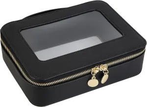 Clear Makeup Bag,TSA Approved Travel Cosmetic Case,Clear Toiletry Bags for Traveling,Car Organizer Bag for Women(Black)