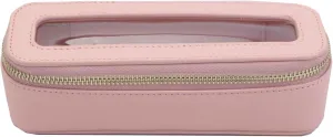 Clear Travel Makeup Pouch, Portable Brush Bag，Toiletry Cosmetics Bag, Waterproof Makeup Bag with Zipper for Women(Pink 5168)