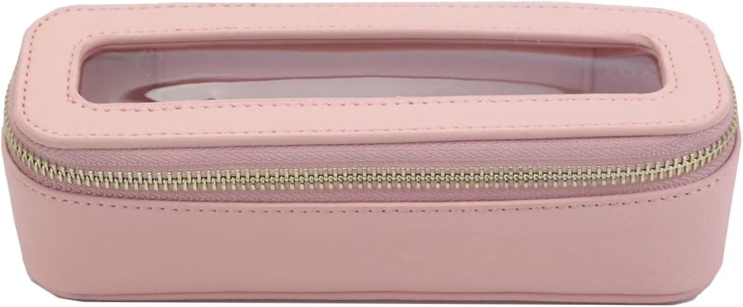 Clear Travel Makeup Pouch, Portable Brush Bag，Toiletry Cosmetics Bag, Waterproof Makeup Bag with Zipper for Women(Pink 5168)
